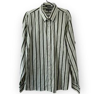 Express Men’s Retro Green Striped Button Down Dress Shirt Size XXL